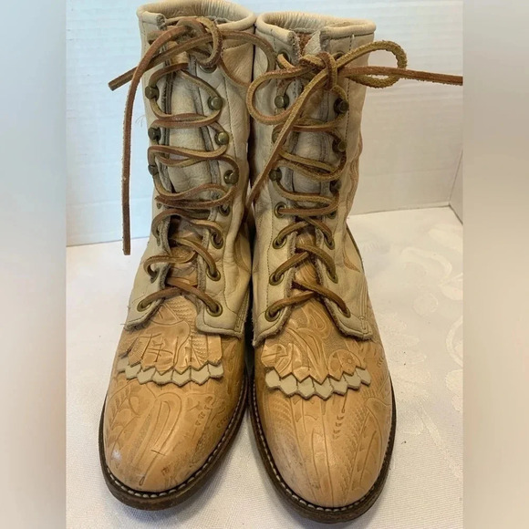 Vintage Larry Manhan Nattool Roper Boots Size 6.5 granny, core cowgirl leather - Picture 1 of 10